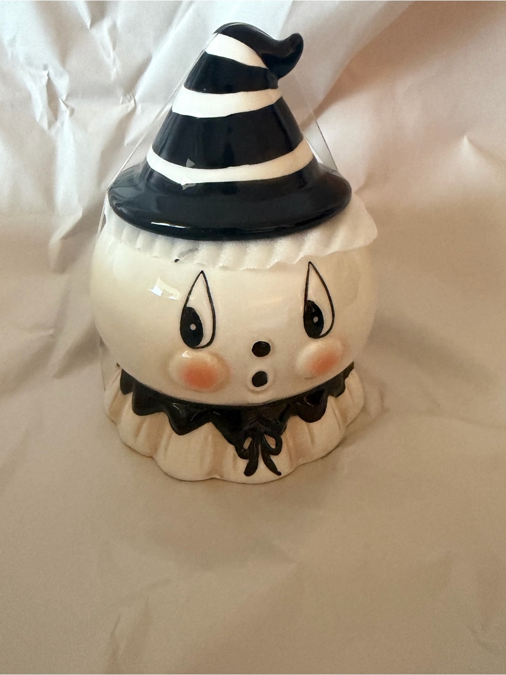 Johanna Parker Halloween Gus Ghost Critter Bowl Mini Canister Jar Hat 6in